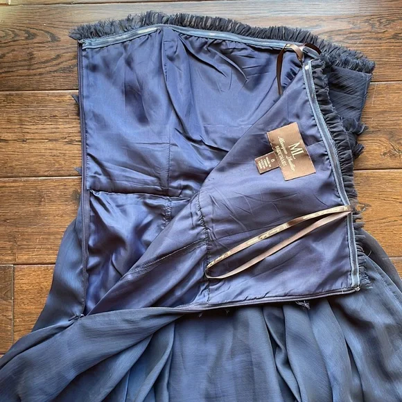 Monique Lhullier navy blue strapless gown prom bridesmaid size 8 - Picture 6 of 9